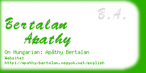 bertalan apathy business card