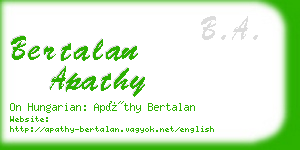 bertalan apathy business card